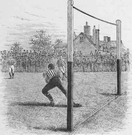 Defending the goal.