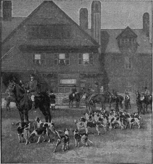 Meet of the Meadowbrook Hunt at Mr. Theodore Roosevelt 's house, Oyster Bay, Long Island.