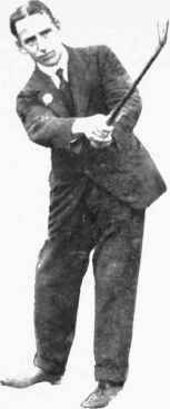 Fig. 32.   Perfect finish of short iron shot. Contrast with Figs. 30 and 31, and note how the club head has been forced through.