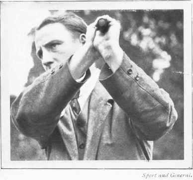 Fig. ii.   The ideal finish of the shot. The second, third and fourth fingers are extended to the same extent as in Fig. 1.
