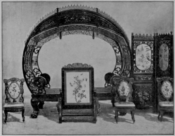 A Chinese Bed And Furniture